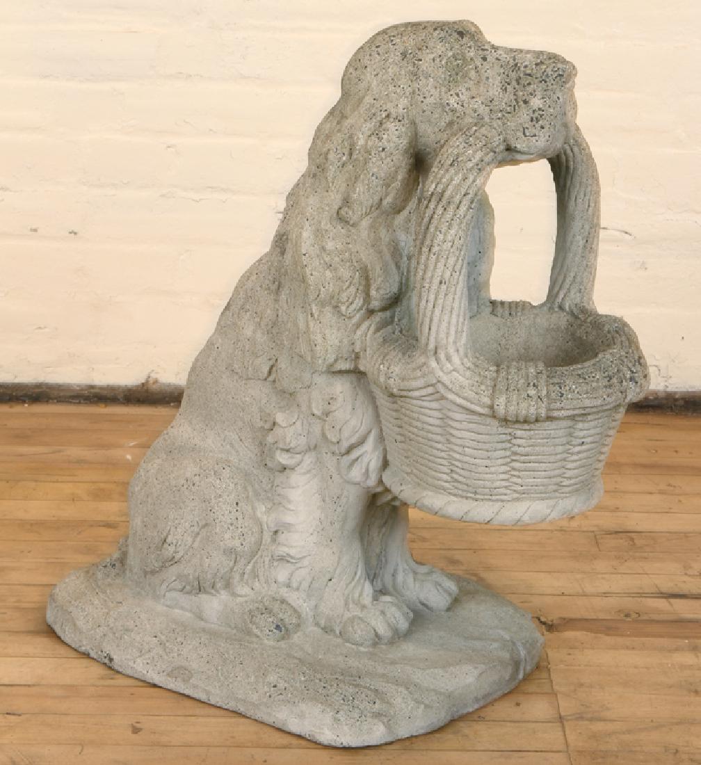 CAST STONE DOG HOLDING BASKET FORM PLANTER (1 of 5)