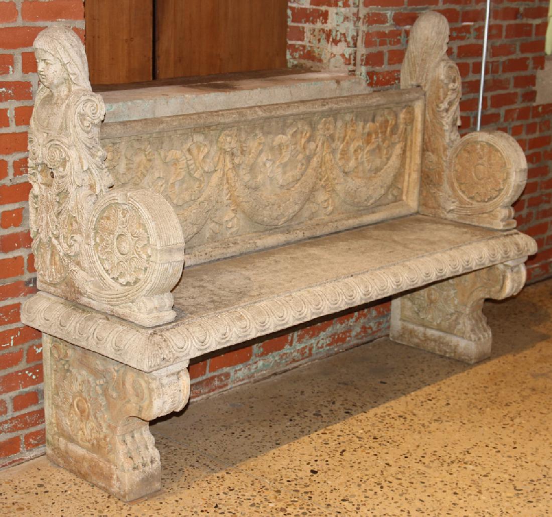 ENGLISH STYLE CAST STONE GARDEN BENCH (1 of 5)