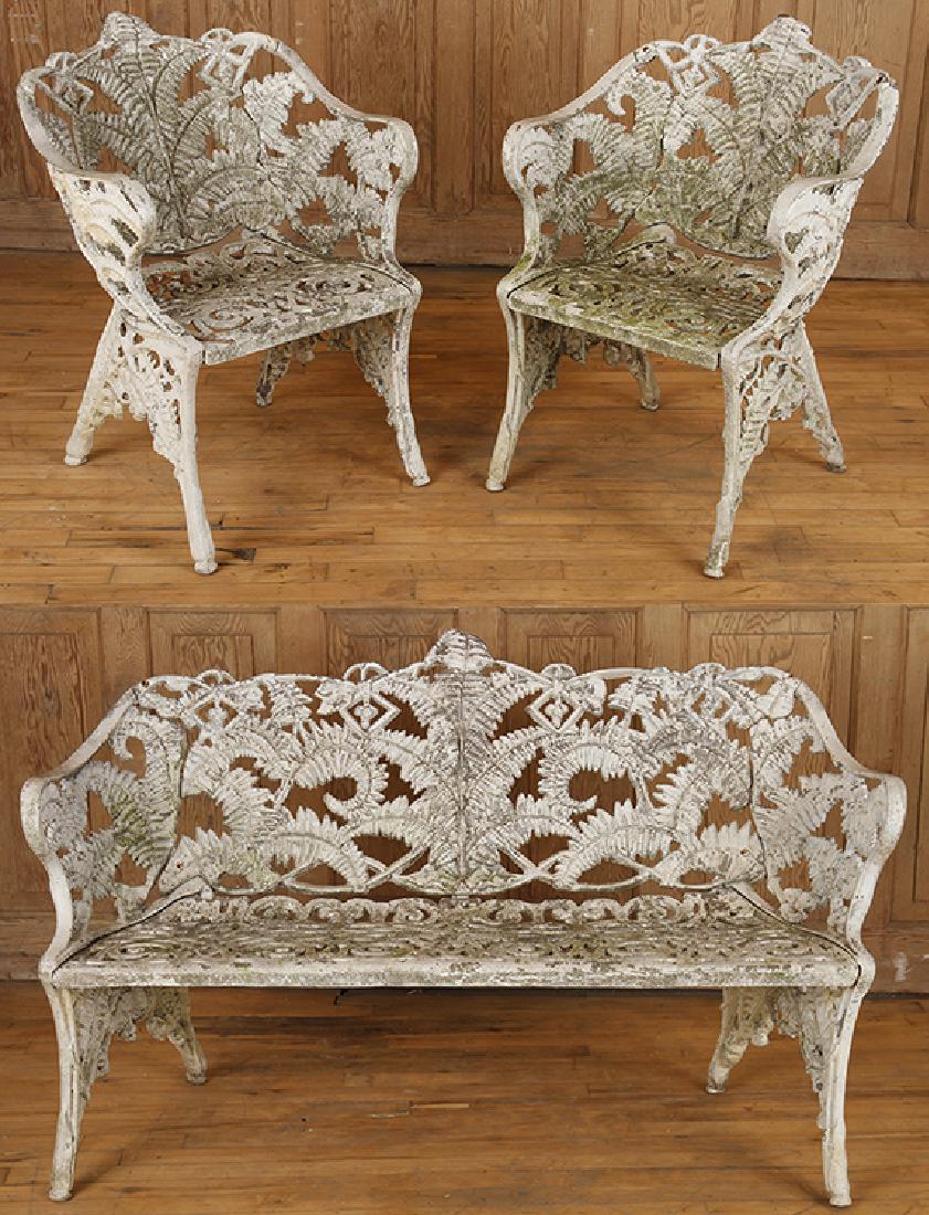 3PC. CAST ALUMINUM FERN PATTERN PATIO SET (1 of 7)