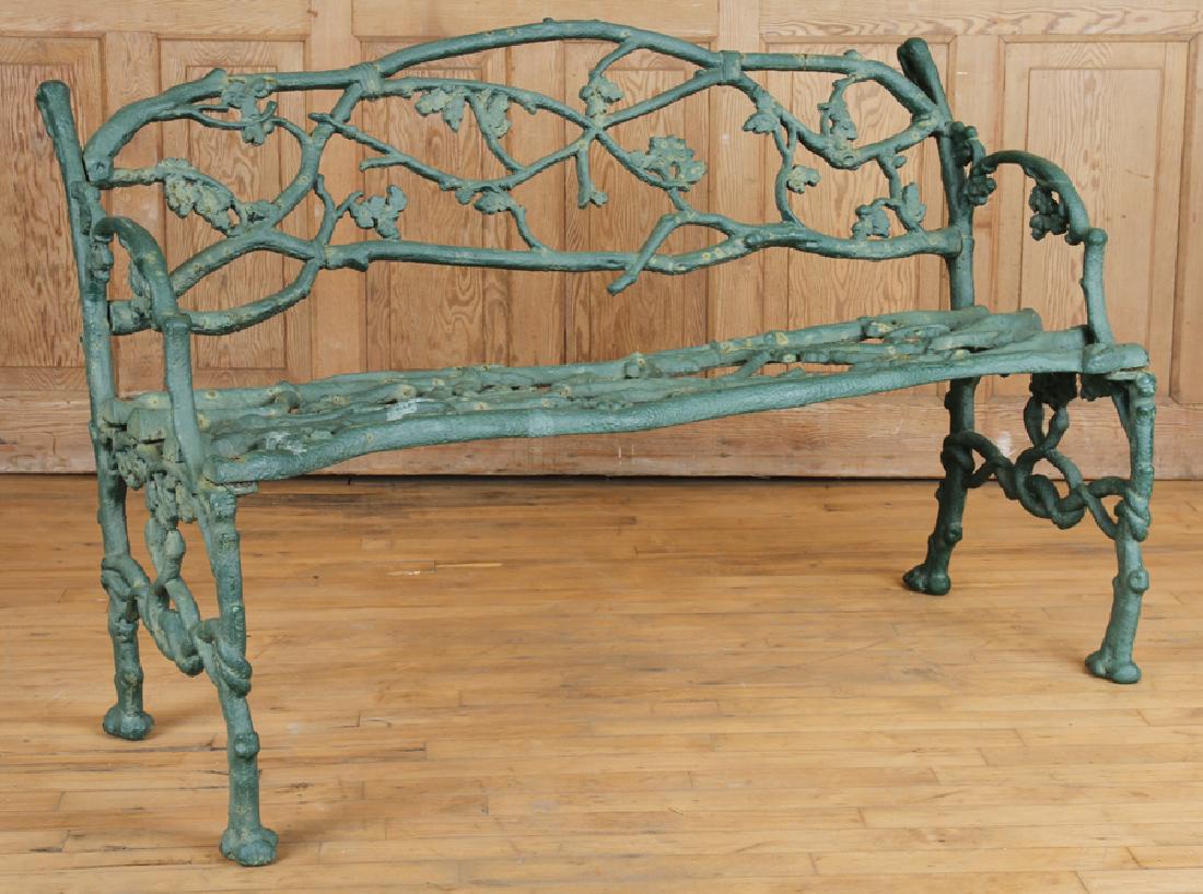 CAST IRON TWIG BENCH FLORAL DETAILS C.1880 (1 of 5)