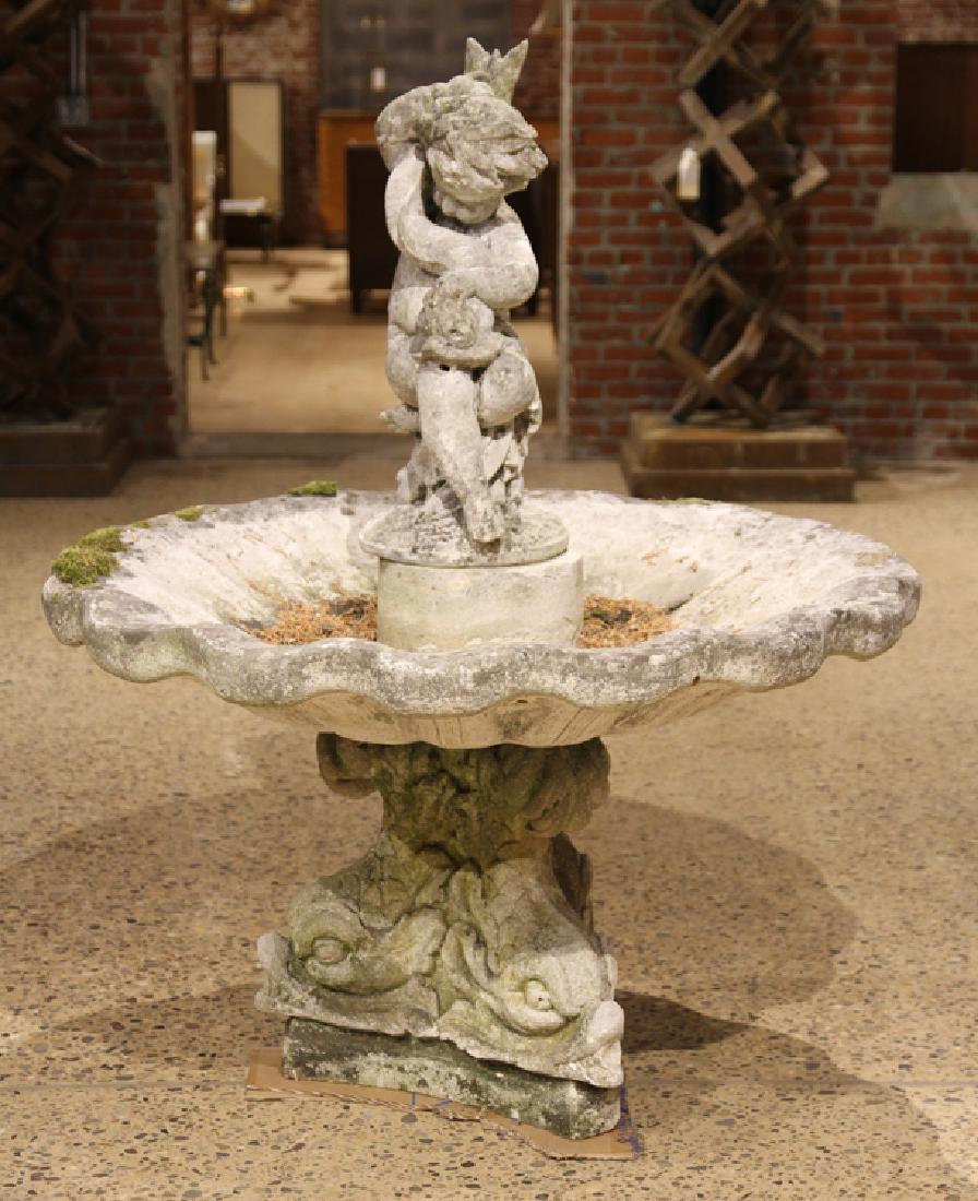 FRENCH CAST STONE FOUNTAIN SUPPORTED BY 3 DOLPHIN (1 of 6)