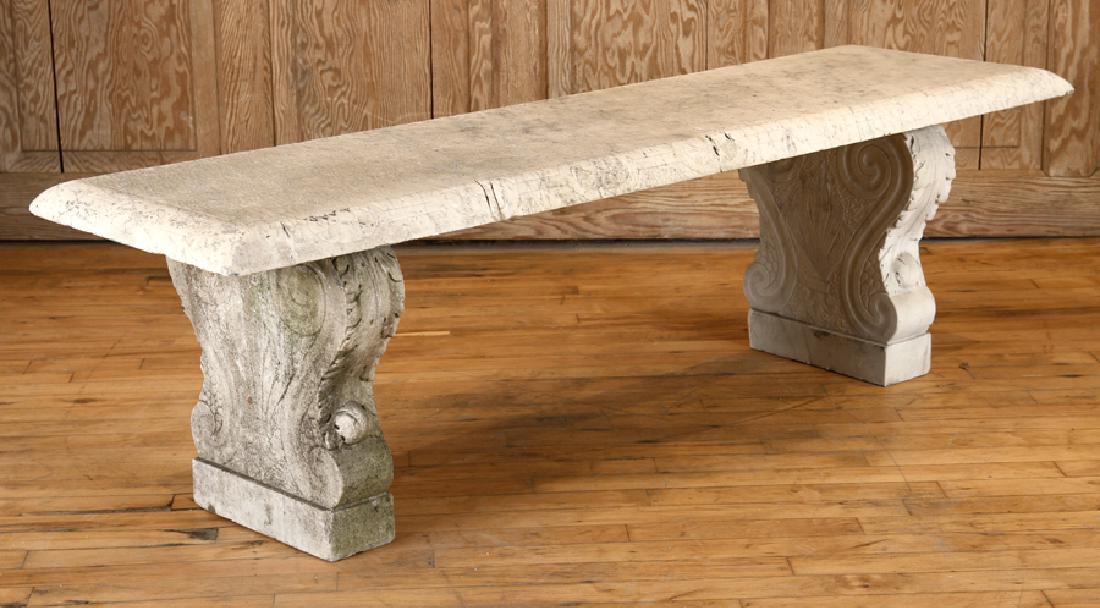 LATE 19TH CENT. CARVED MARBLE 3 PART GARDEN BENCH (1 of 5)