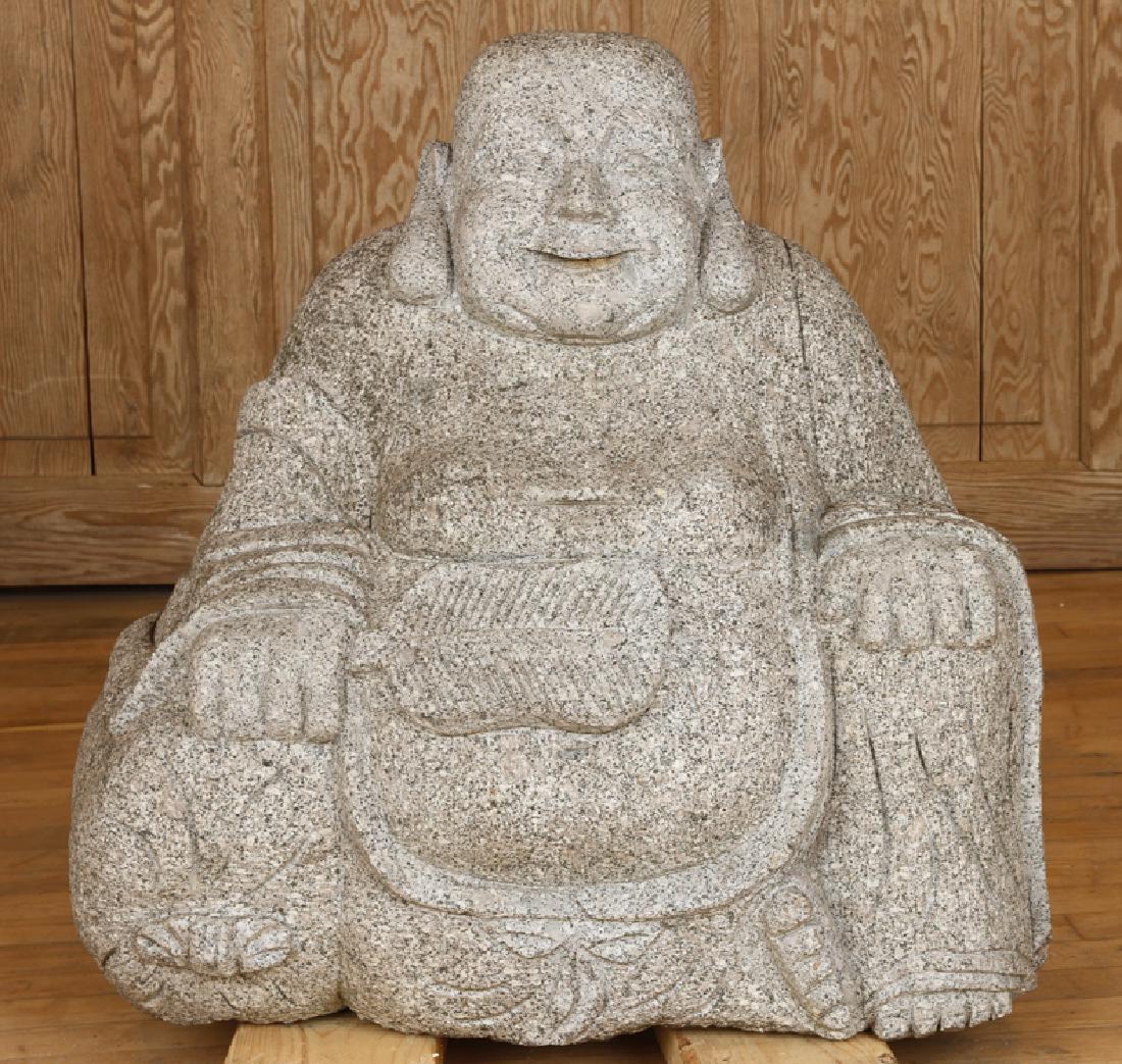 LARGE GRANITE SITTING BUDDHA GARDEN STATUE (1 of 6)