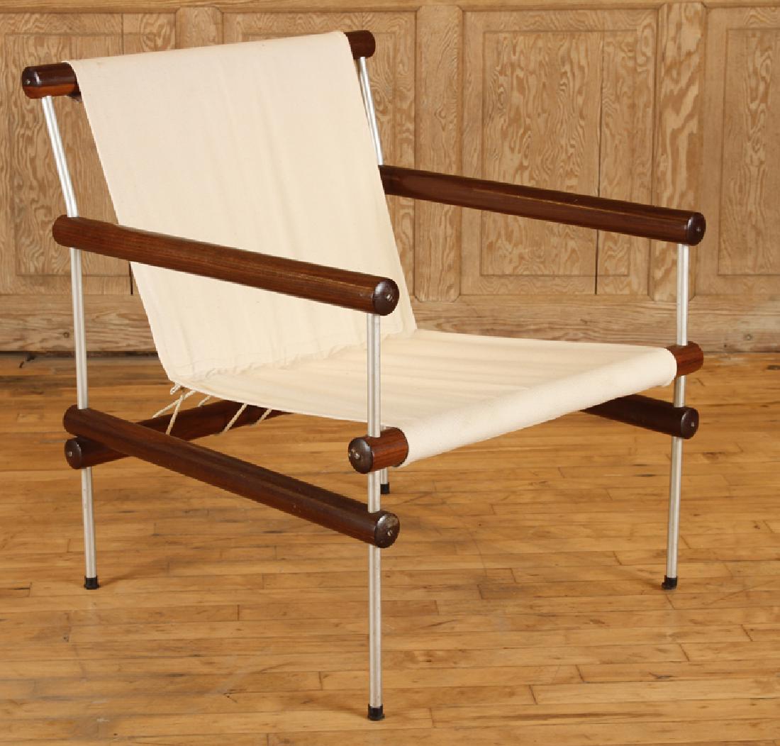 SINGLE FRENCH MAHOGANY METAL ARM CHAIR C.1980 (1 of 5)