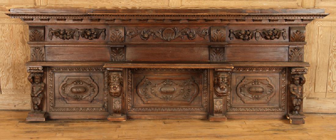 19TH C. FRENCH CARVED WALNUT FIGURAL BACKSPLASH (1 of 5)