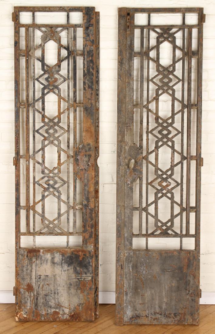 PAIR CAST IRON GEOMETRIC FORM GATES C.1900 (1 of 4)