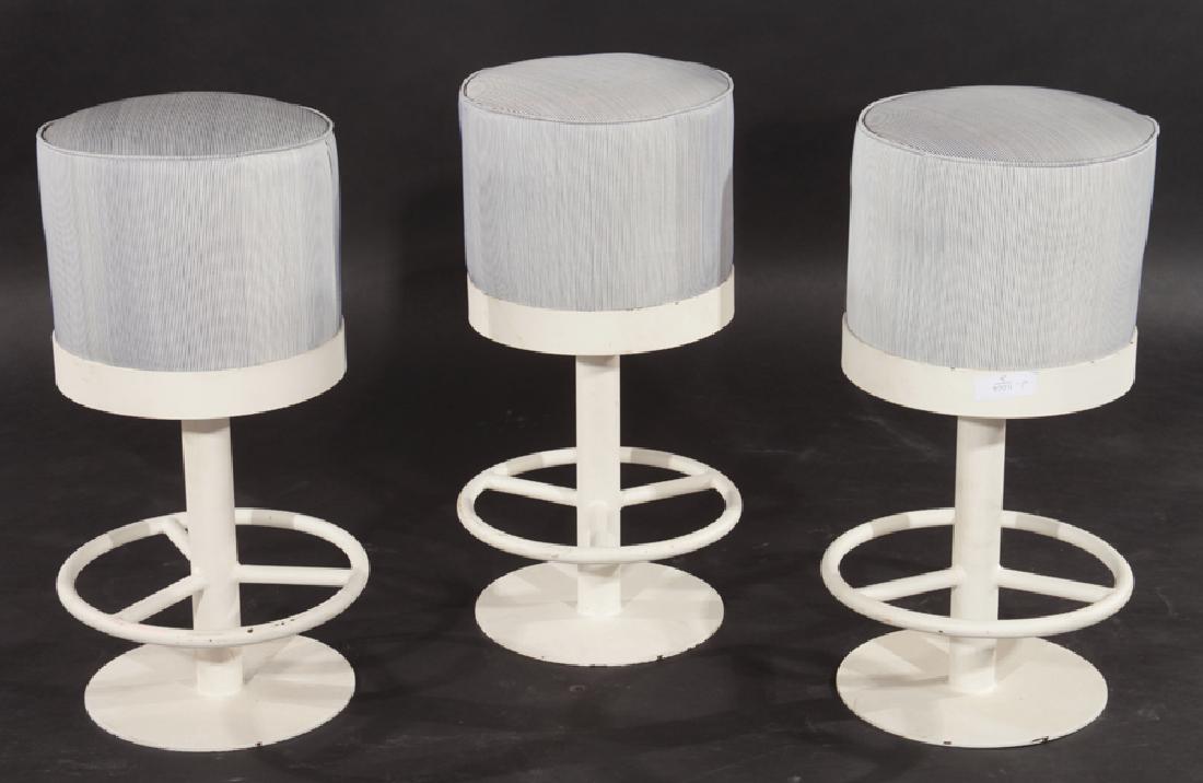 SET OF 3 MID CENTURY MODERN IRON BAR STOOLS C1980 (1 of 5)