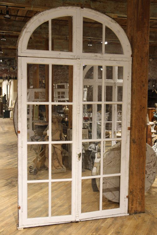 PAIR ANTIQUE PAINTED FRENCH DOORS WITH TRANSOM (1 of 4)