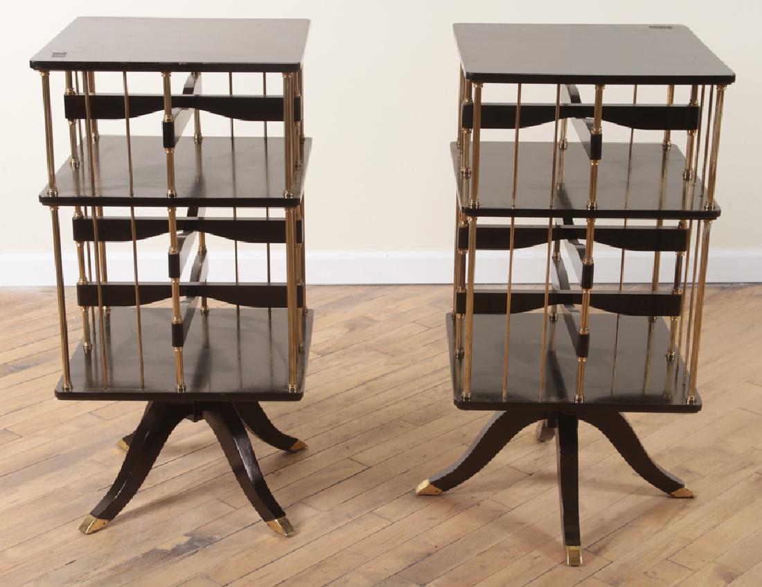 RARE PAIR EBONIZED FRENCH REVOLVING BOOKCASES (1 of 5)