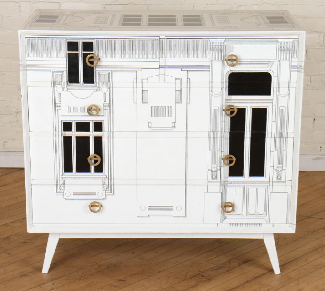 PAINTED FORNASETTI STYLE 5 DRAWER COMMODE C.1960 (1 of 5)