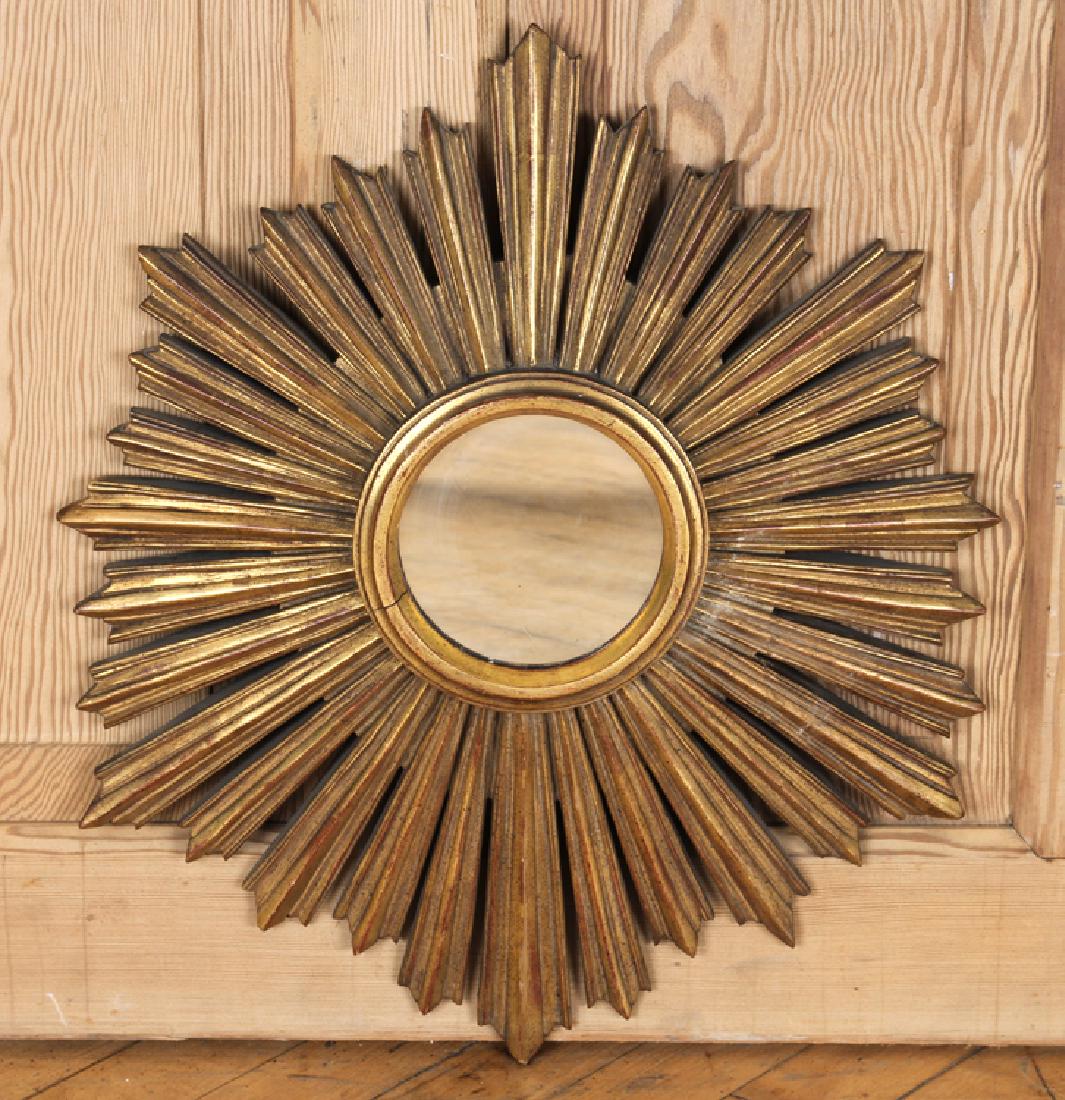 CARVED GILT WOOD SUNBURST MIRROR C.1960 (1 of 3)