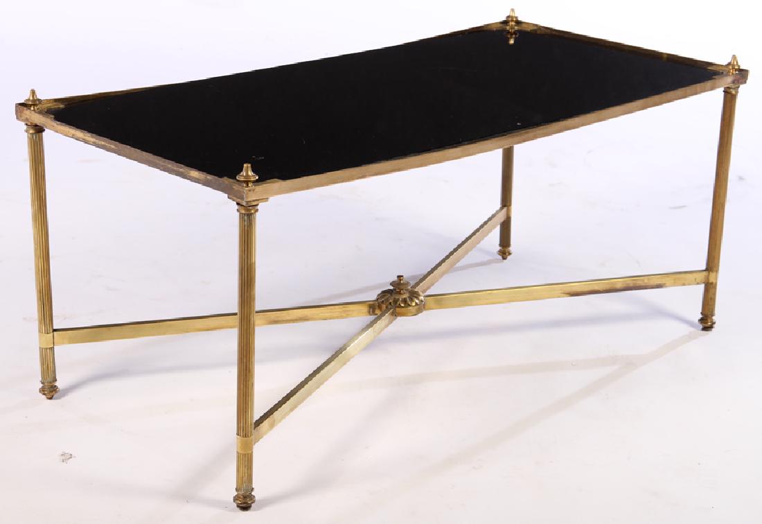 JANSEN BRONZE BLACK GLASS COFFEE TABLE C.1950 (1 of 5)