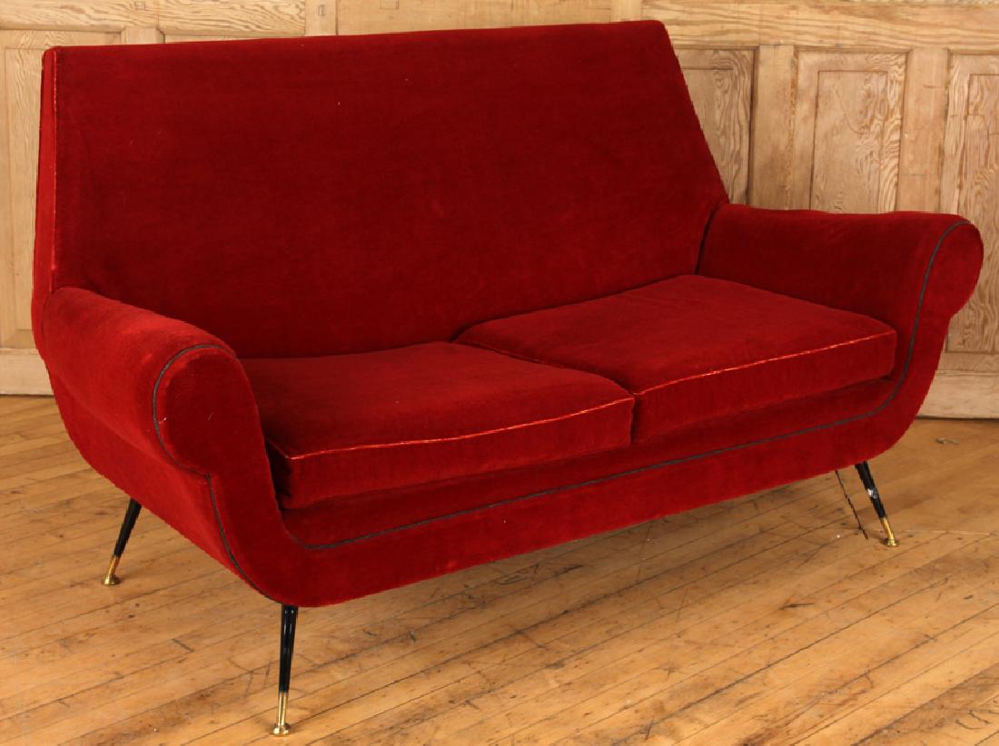 ITALIAN UPHOLSTERED TWO SEAT SOFA C.1950 (1 of 4)