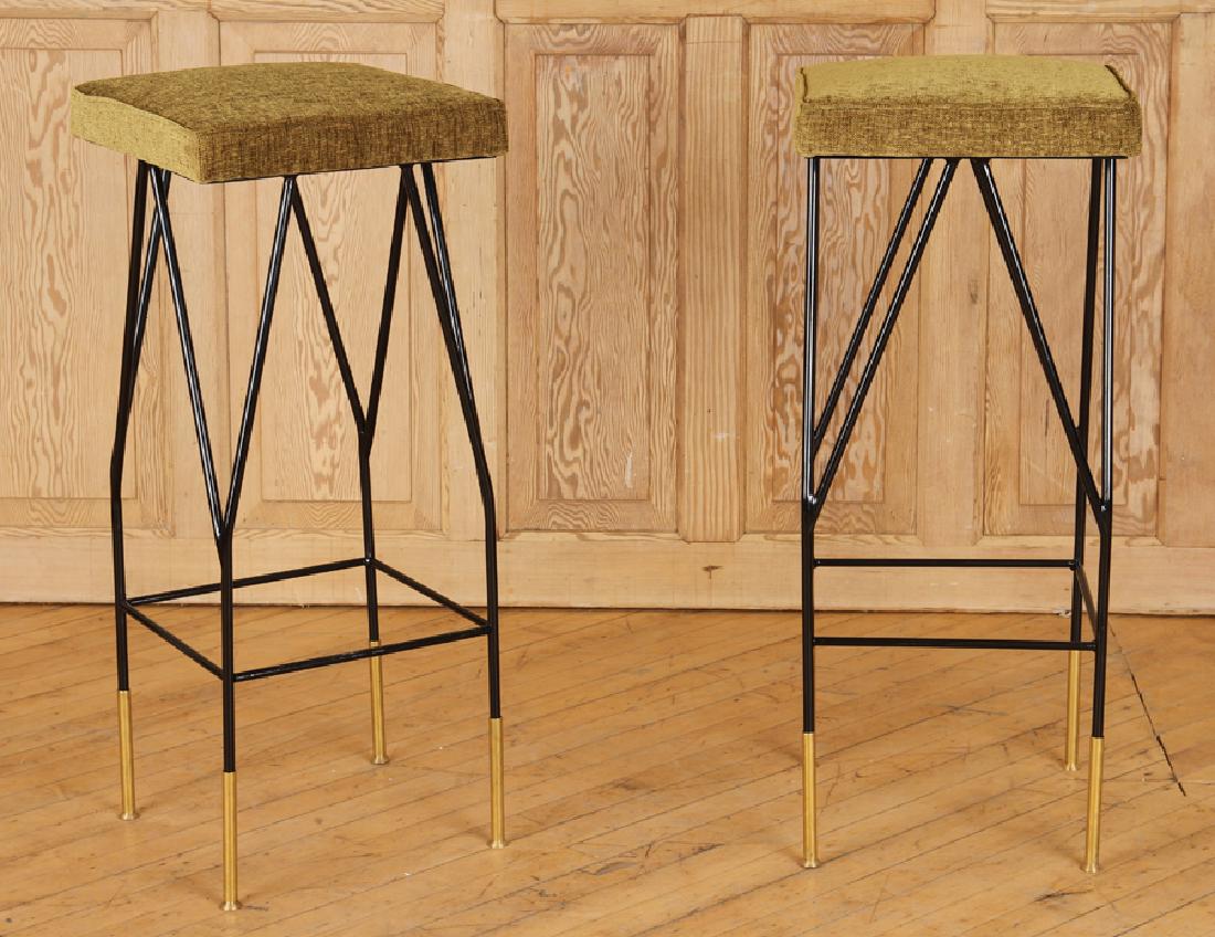 PAIR ITALIAN IRON BAR STOOLS MANNER OF ICO PARISI (1 of 4)