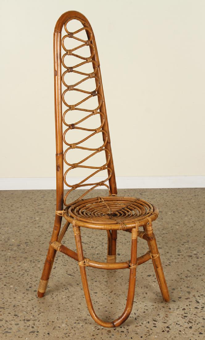 INTERESTING ITALIAN RATTAN SIDE CHAIR CIRCA 1960 (1 of 5)
