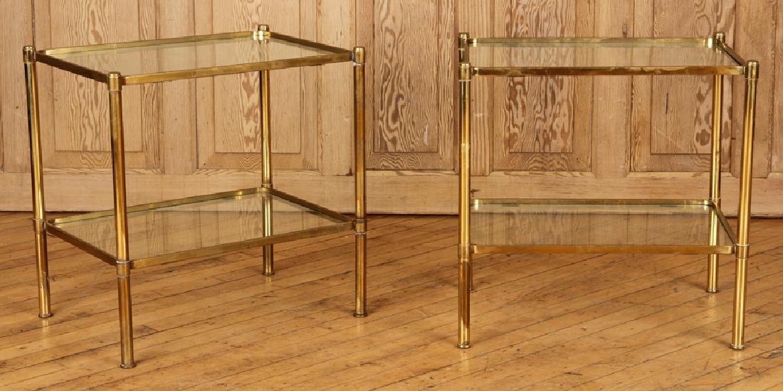 PAIR ITALIAN BRASS GLASS TWO TIER TABLES C.1960 (1 of 5)