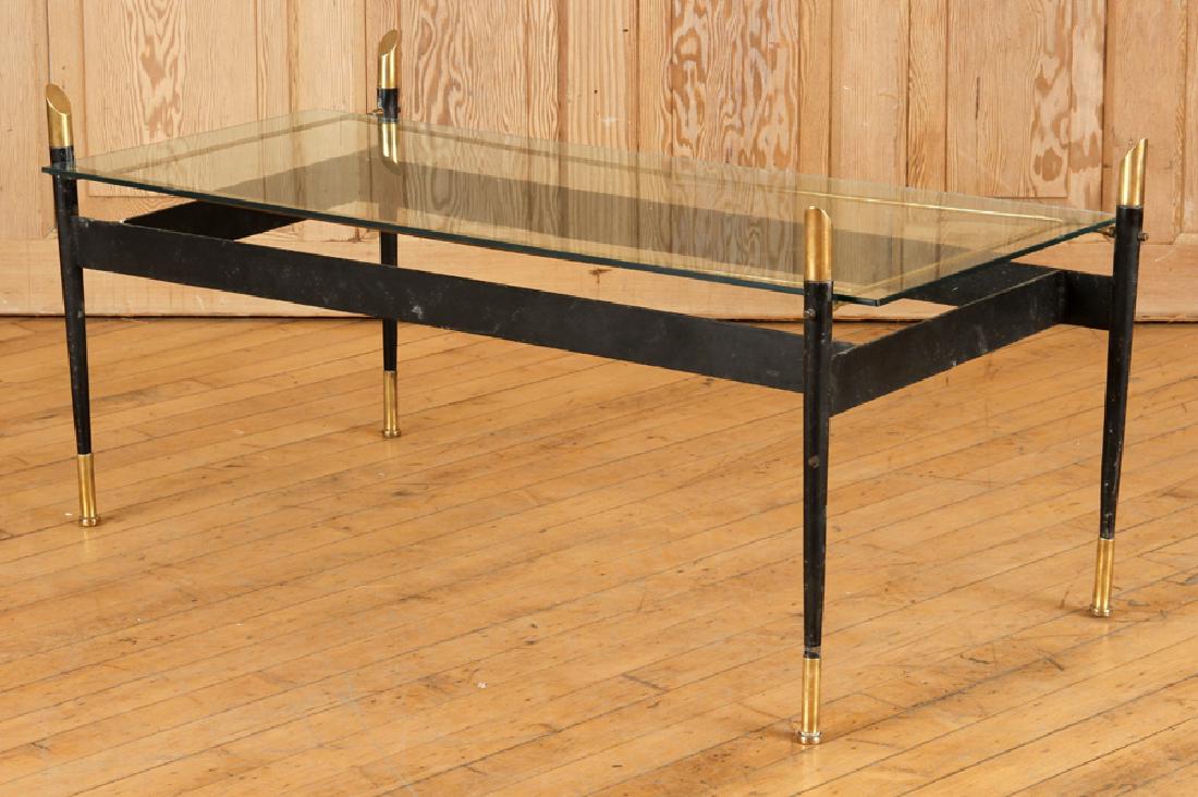 ASYMMETRIC BRASS IRON COFFEE TABLE C.1950 (1 of 4)