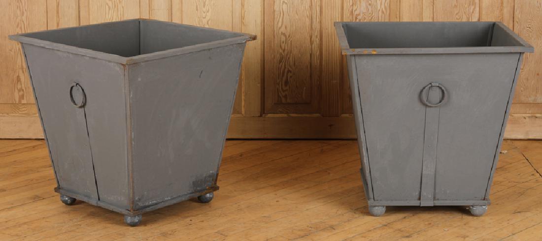 PAIR SHEET METAL REGENCY STYLE GARDEN PLANTERS (1 of 5)