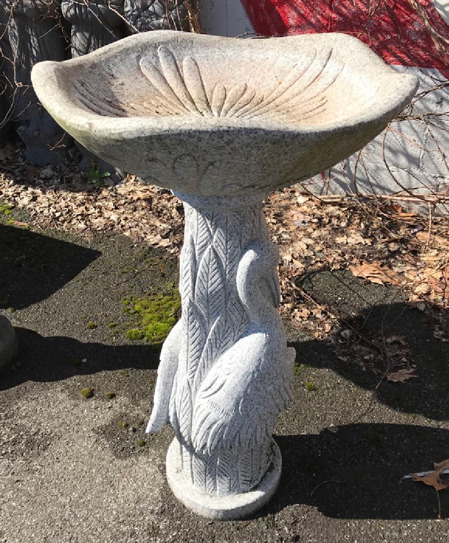 SWAN CARVED GRANITE BIRD BATH