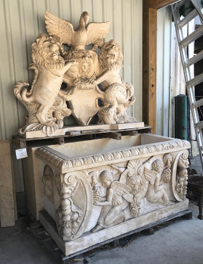 LARGE CARVED MARBLE WALL FOUNTAIN LION FACES (1 of 5)