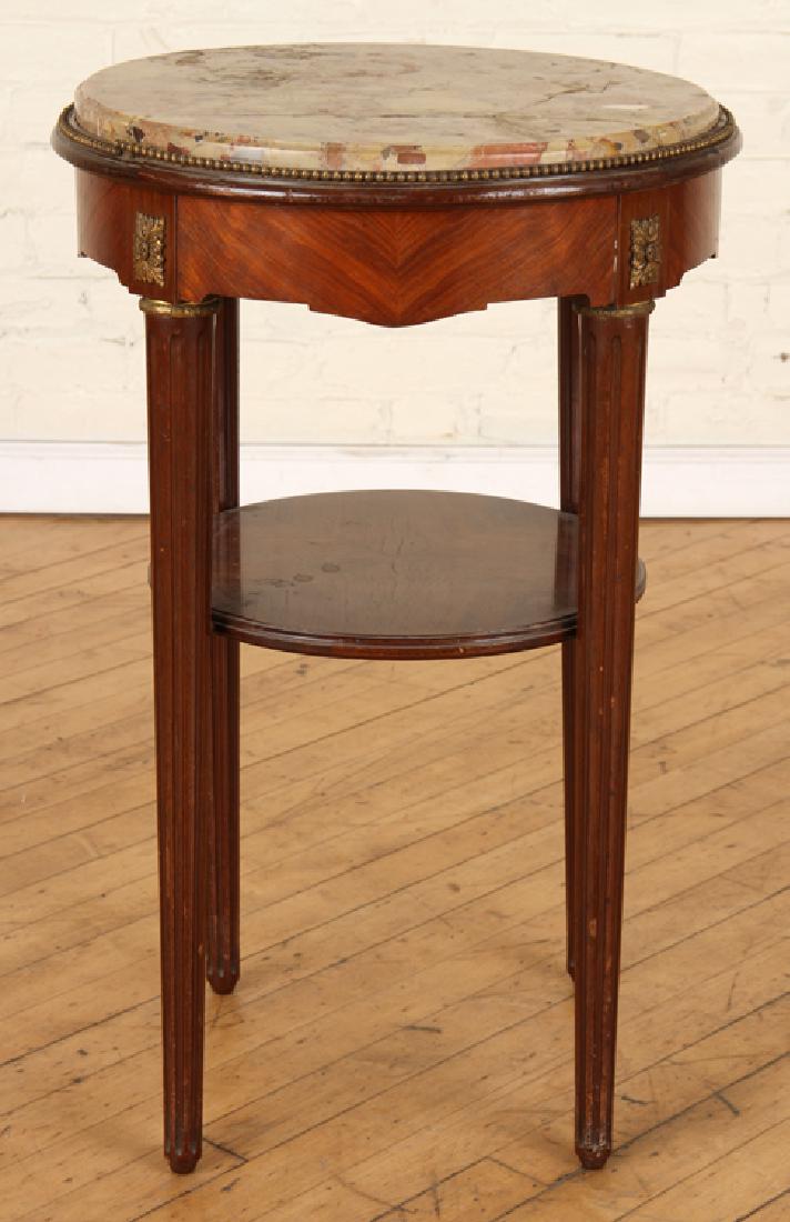 LOUIS XVI STYLE 2 TIER MARBLE TOP SIDE TABLE (1 of 3)