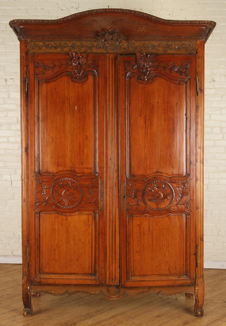 TWO DOOR FRENCH PINE ARMOIRE C.1800 (1 of 5)
