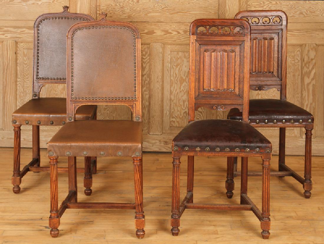 PAIR OAK SIDE CHAIRS & PAIR MAHOGANY SIDE CHAIRS (1 of 6)