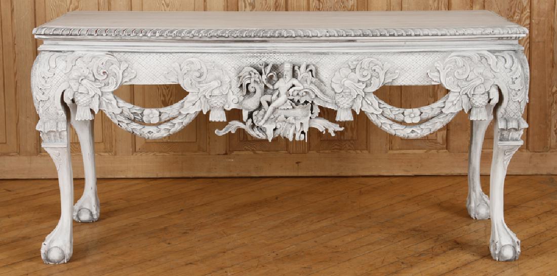 RELIEF CARVED MAHOGANY CHIPPENDALE STYLE CONSOLE (1 of 6)