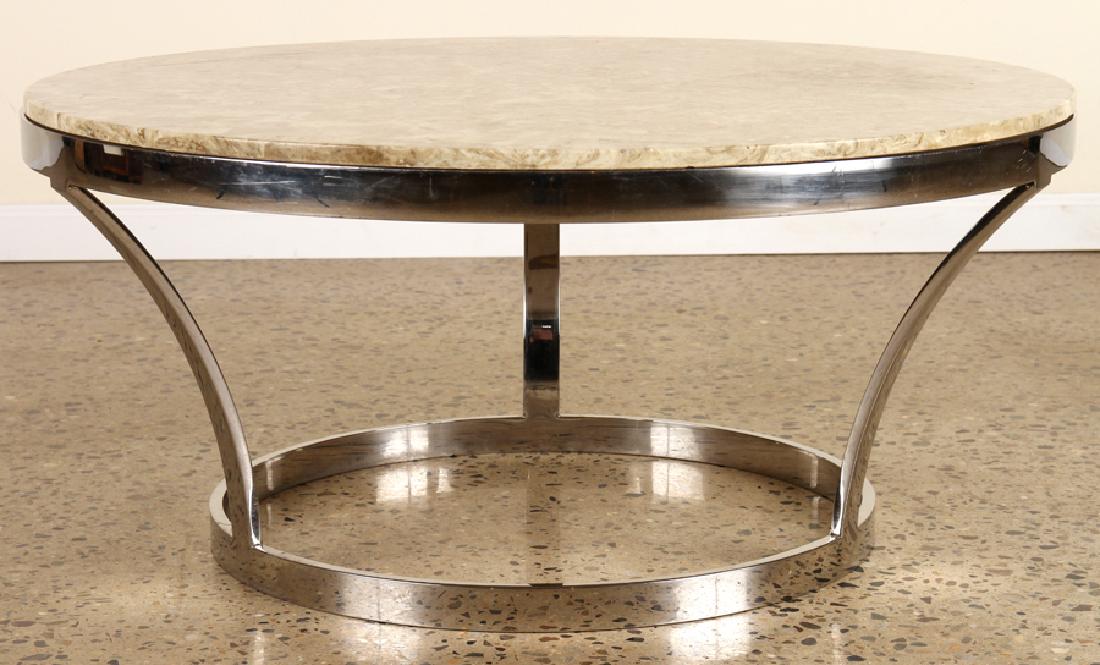 CHROME MARBLE TOP COFFEE TABLE MILO BAUGHMAN (1 of 3)