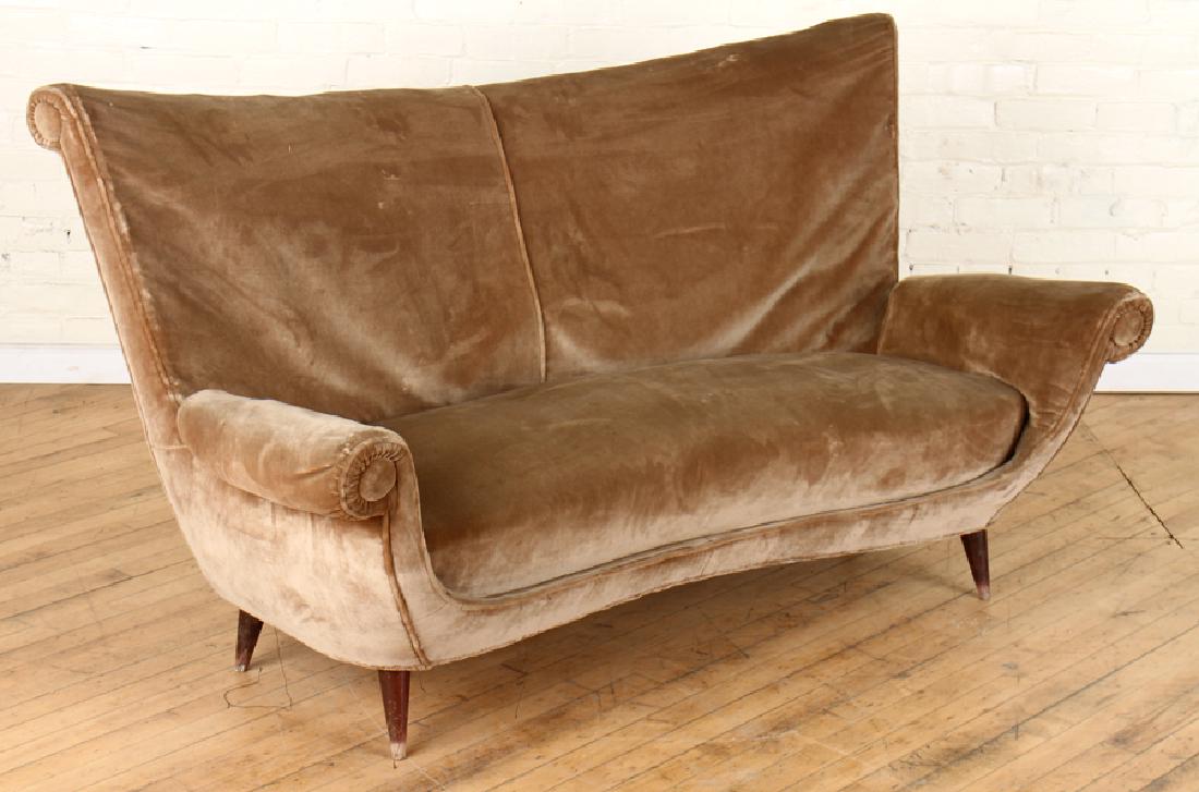AN ITALIAN SOFA WINGED ARMS C. 1950 (1 of 4)