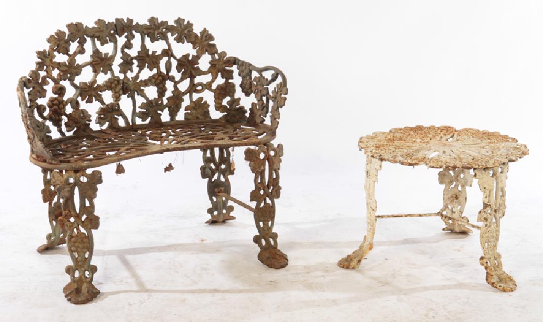 CAST IRON BENCH AND SIMILAR CAST IRON TABLE C1910 (1 of 5)