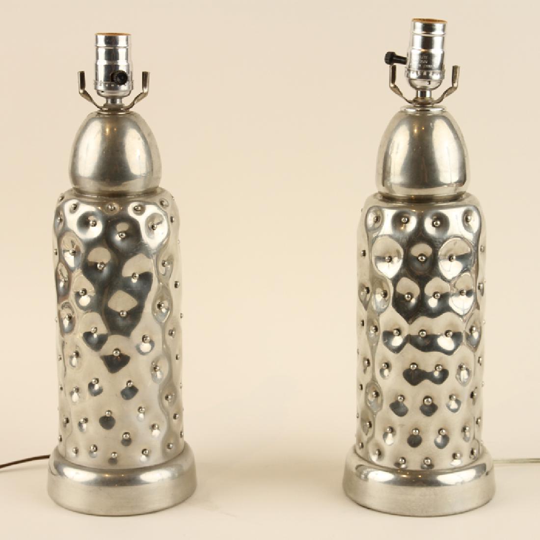 PAIR HOLLYWOOD REGENCY STYLE CHROME TABLE LAMPS (1 of 6)