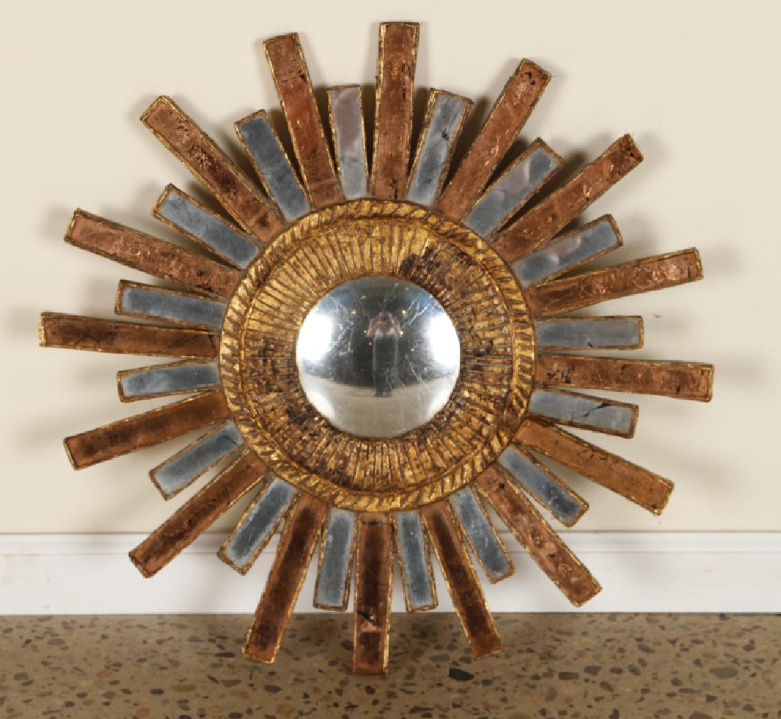 COPPER SILVER SUNBURST MIRROR MANNER LINE VAUTRIN (1 of 3)