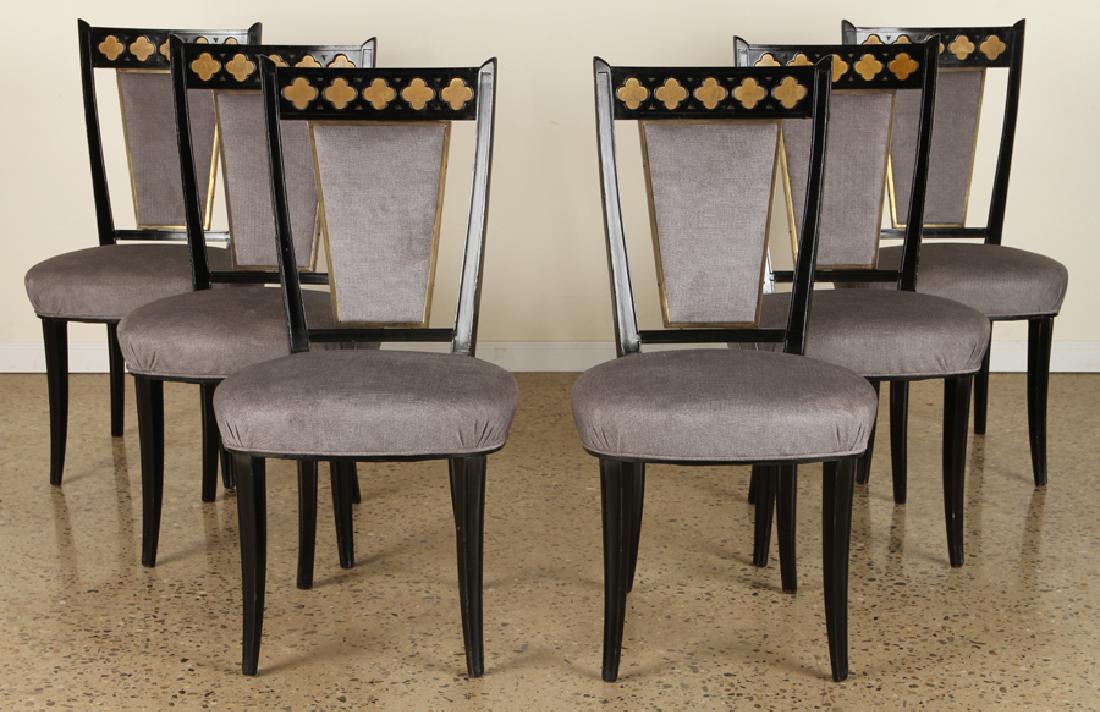 SET 6 EBONIZED DINING CHAIRS C.1960 (1 of 5)