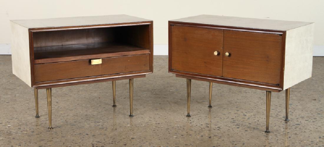 PAIR PARCHMENT COVERED END TABLES C.1960 (1 of 5)