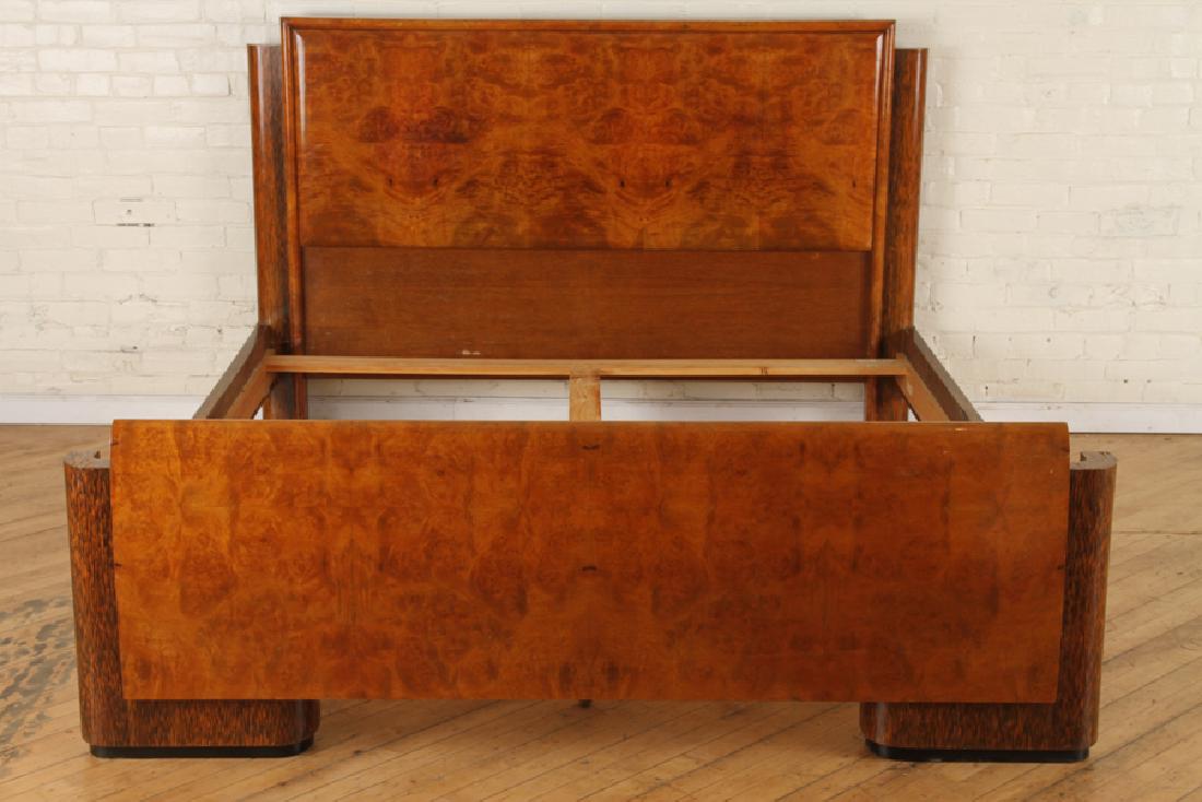 KING SIZE ART DECO BURLED WALNUT PALM WOOD BED