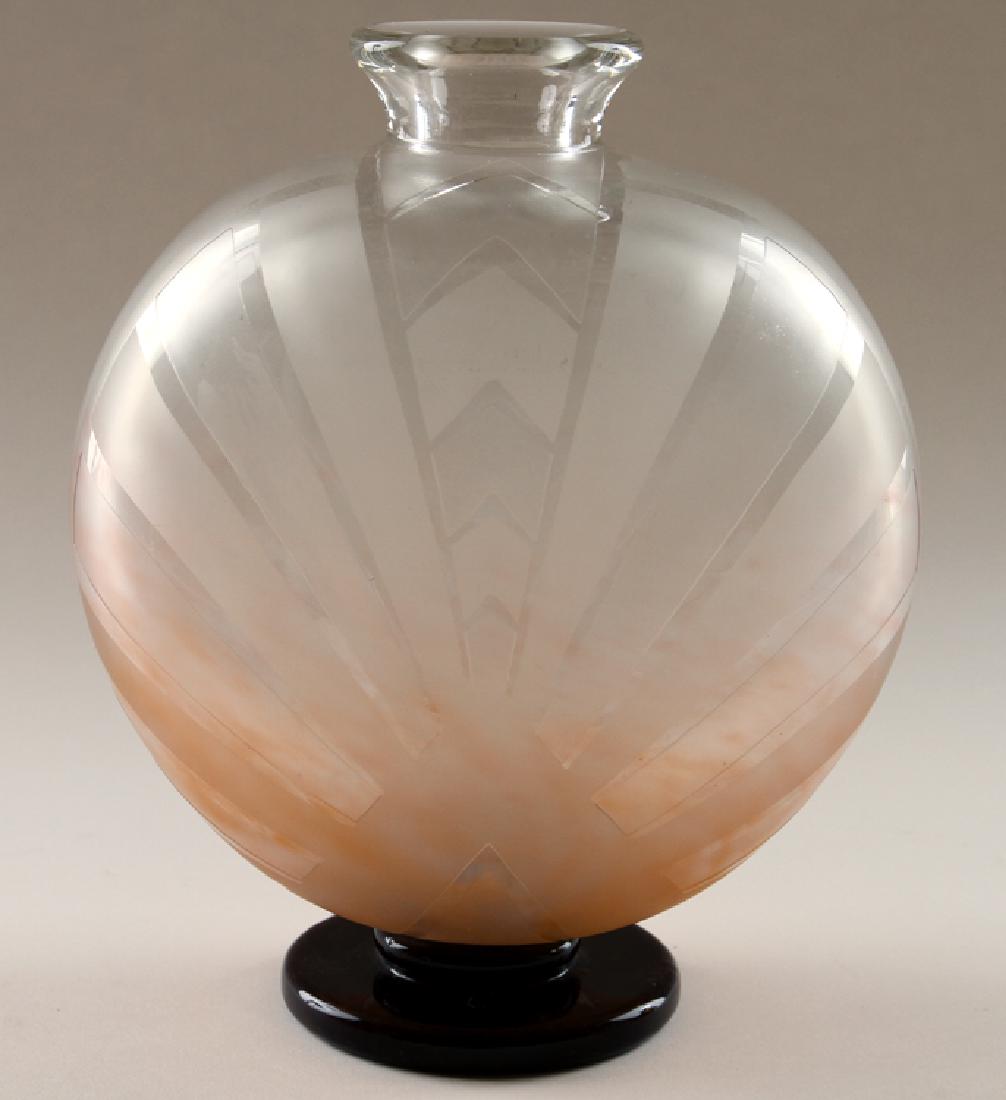 FRENCH ART DECO CHARDER LE VERRE FRANCAIS VASE: A French Art Deco Charder Le Verre Francais art glass vase raised on round foot, signed in script to foot. Ht: 10.25" Wd: 8.5"