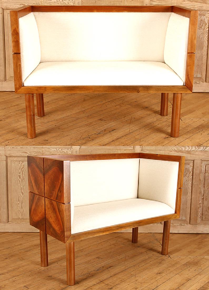 UNUSUAL PAIR OF ITALIAN UPHOLSTERED SETTEES (1 of 8)