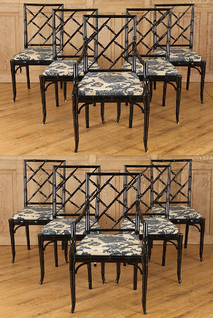 SET 10 FAUX BAMBOO DINING CHAIRS ATTR. TO JANSEN (1 of 8)