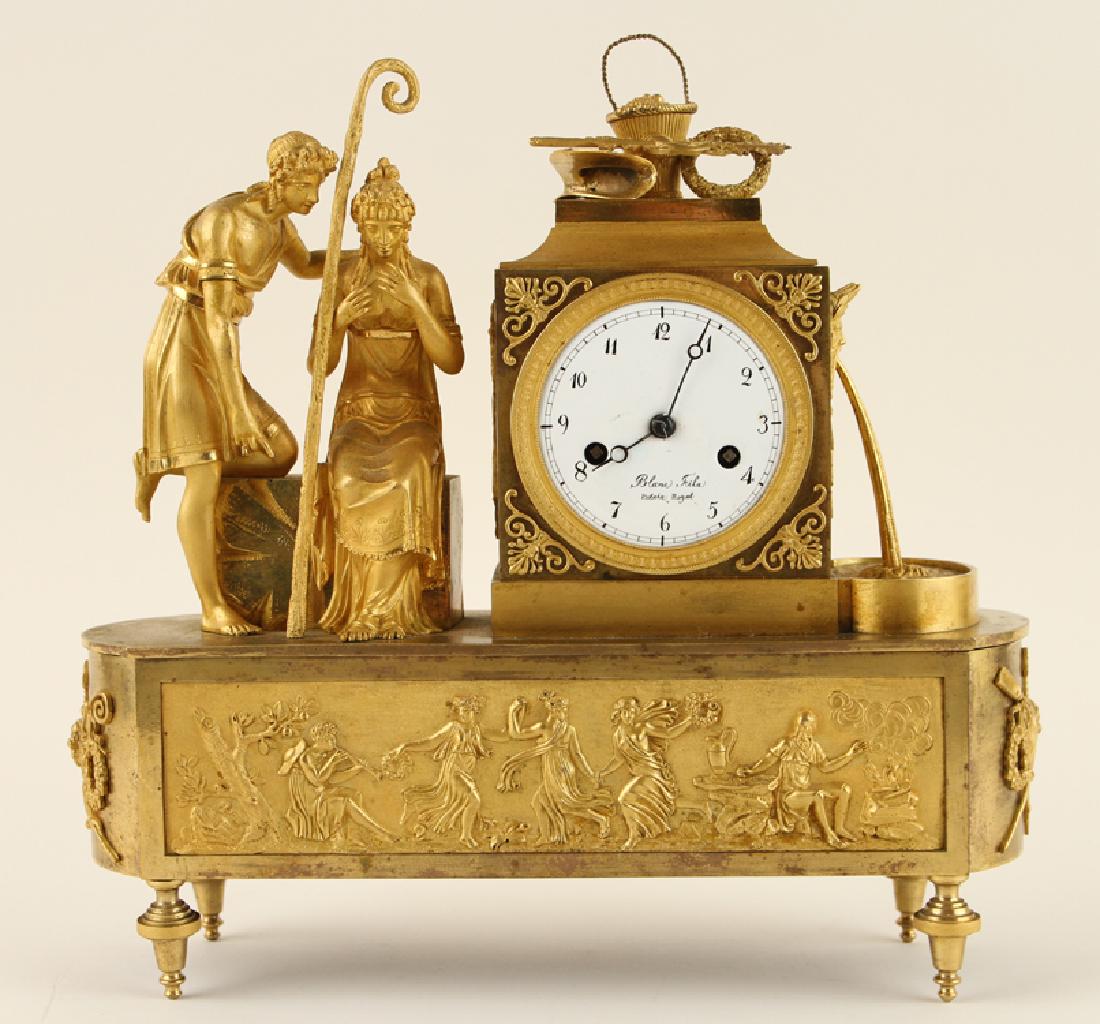 EARLY 19TH C. FRENCH GILT BRONZE MANTLE CLOCK (1 of 8)