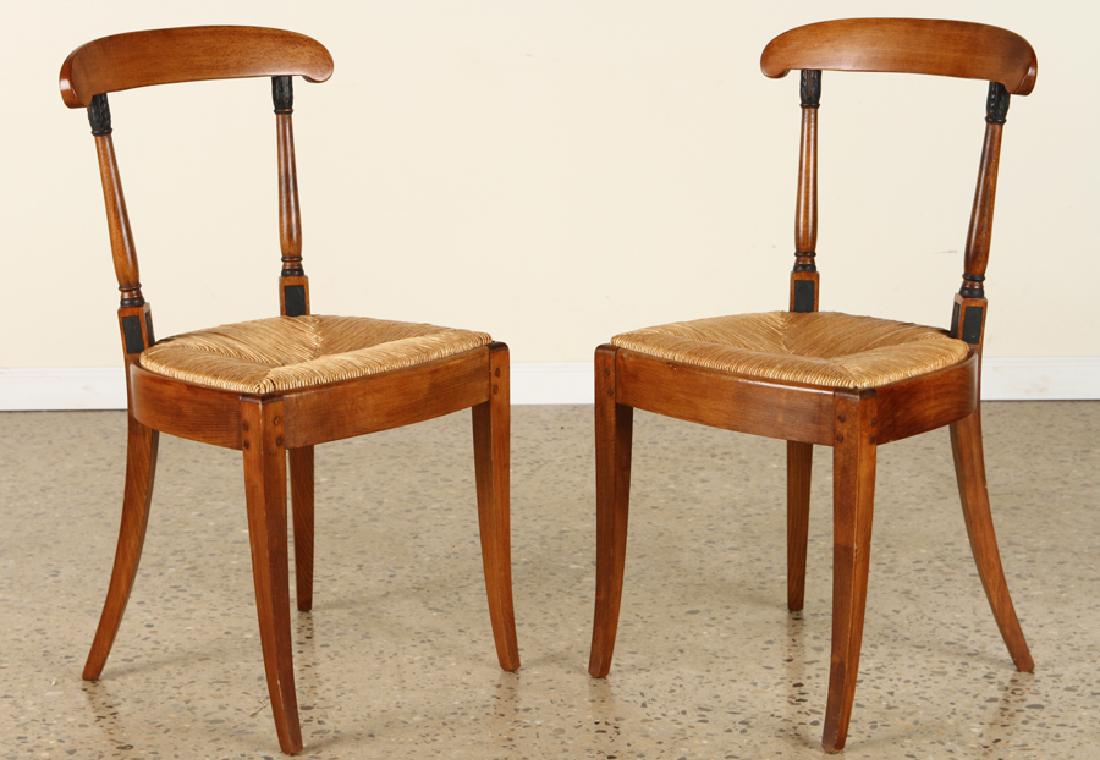 PAIR FRENCH EMPIRE STYLE SIDE CHAIRS RUSH SEATS (1 of 5)