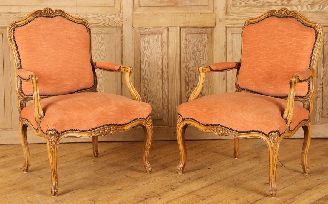 PAIR FRENCH LOUIS XV STYLE FAUTEUILS CIRCA 1940 (1 of 5)
