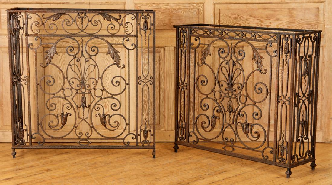 SET 2 FRENCH WROUGHT IRON CONSOLE TABLES C.1900 (1 of 6)