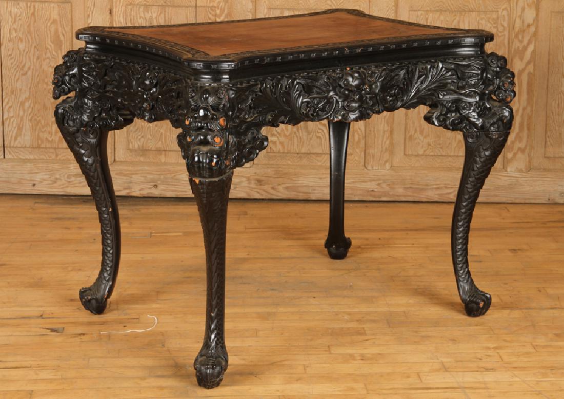 RELIEF CARVED CHINESE TABLE DRAGON HEADS (1 of 6)