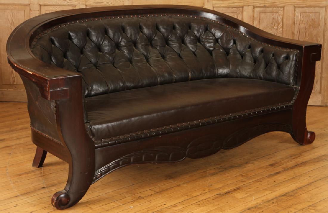 AMERICAN CLASSICAL LEATHER ARCHED BACK SOFA (1 of 5)