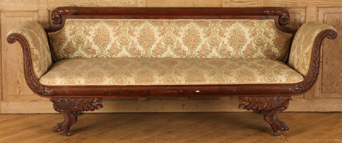 19TH CENT. AMERICAN CLASSICAL SOFA CARVED FRAME (1 of 3)