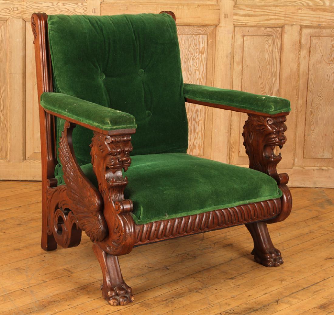 American Victorian Carved Mahogany Parlor Chair