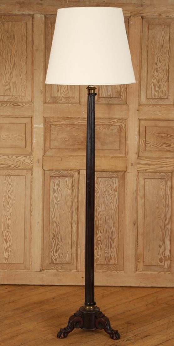 LATE 19TH C. CARVED FLUTED MAHOGANY FLOOR LAMP (1 of 3)