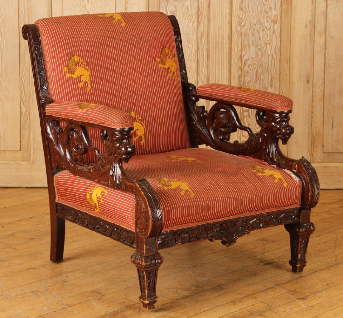 AMERICAN VICTORIAN WINGED GRIFFIN OPEN ARM CHAIR (1 of 5)