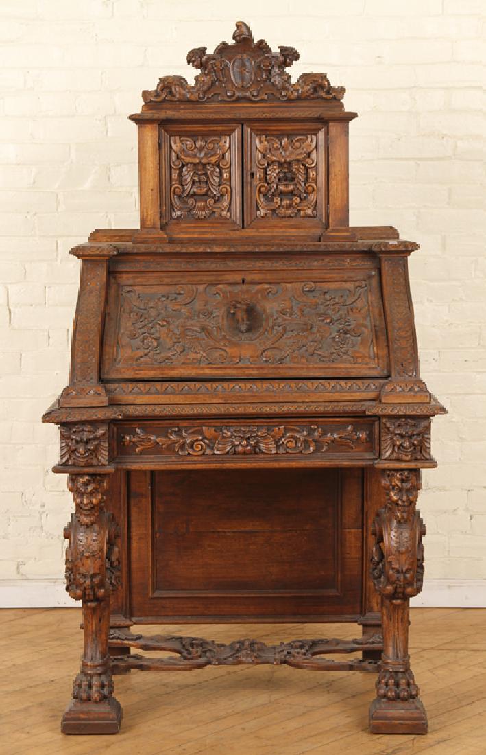 LATE 19TH C. RENAISSANCE REVIVAL WALNUT DESK (1 of 7)